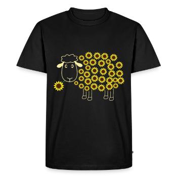 Cute Sheep With Flower Wool Sunflower - Men's Premium Organic T-Shirt - black - Front - Nico (187cm)