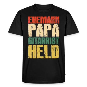 Husband Papa Guitarist Hero Guitar Player Papa - Men's Premium Organic T-Shirt - black - Front - Nico (187cm)