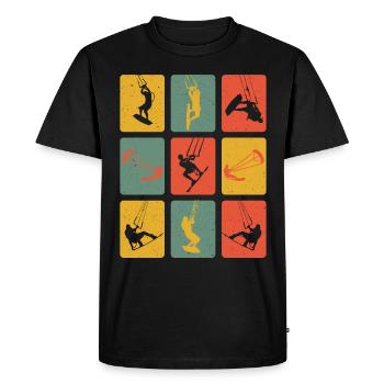 Retro Kite Surfer Kitsurfing Kiter Water Sports - Men's Premium Organic T-Shirt - black - Front - Nico (187cm)