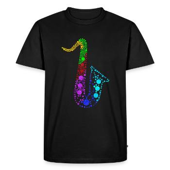 Retro Saxophone Musical Instrument Circular Shape - T-shirt Premium bio Homme - noir - Devant - Nico (187cm)