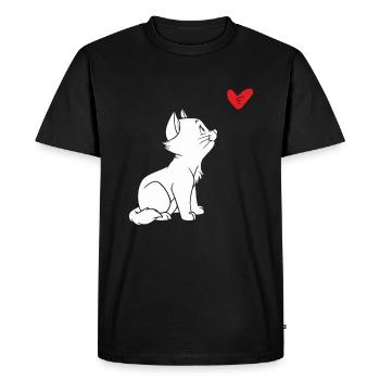 Cat Heart Cute Cat Cat Lover - Men's Premium Organic T-Shirt - black - Front - Nico (187cm)