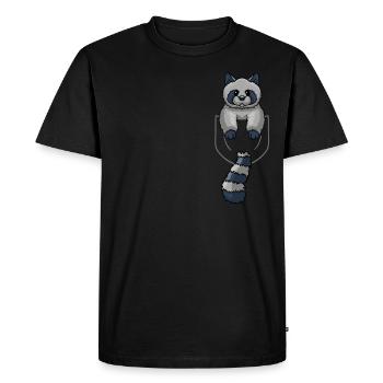 Raton laveur Dans poche poche avant Raccon poche poitrine - T-shirt Premium bio Homme - noir - Devant - Nico (187cm)