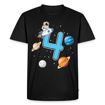 Birthday 4 years astronaut rocket 4th birthday - Men's Premium Organic T-Shirt - black - Front - Nico (187cm)