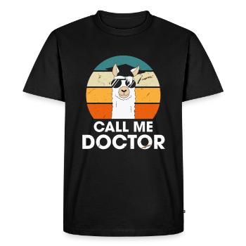 Call Me Doctor Lama Alpaka Docteur Ph.D Études - T-shirt Premium bio Homme - noir - Devant - Nico (187cm)