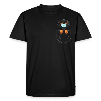 Teckel Teckel chien de toit dans le masque de poche avant - T-shirt Premium bio Homme - noir - Devant - Nico (187cm)