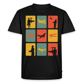 Retro Modellflug Modellflieger Modell - T-shirt Premium bio Homme - noir - Devant - Nico (187cm)