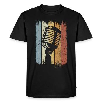 Singer Retro Microphone Singing - Men's Premium Organic T-Shirt - black - Front - Nico (187cm)
