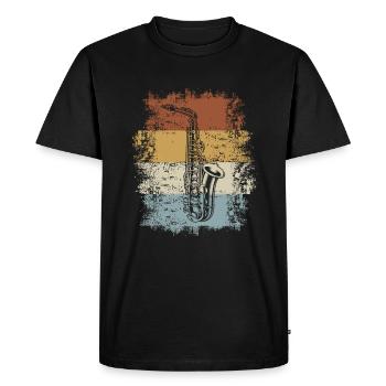 Vintage Saxophon - Männer Premium Bio T-Shirt - Schwarz - Vorne - Nico (187cm)