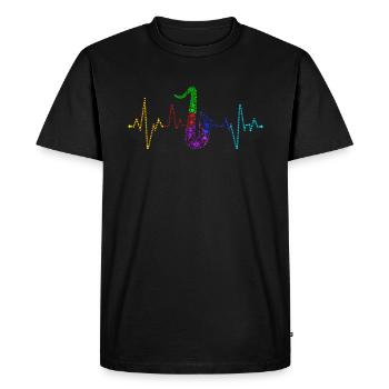 Saxophone rétro battement de coeur ECG Saxophoniste musique - T-shirt Premium bio Homme - noir - Devant - Nico (187cm)