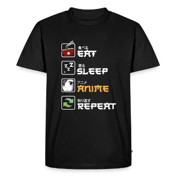Eat Sleep Anime Repeat Kawaii Japonais Manga Fan - T-shirt Premium bio Homme - noir - Devant - Nico (187cm)