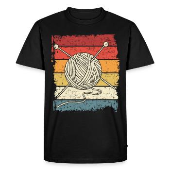 Retro Knitting Crochet Knitter Vintage Wool - Men's Premium Organic T-Shirt - black - Front - Nico (187cm)