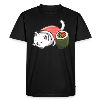 Kawaii Cat Sushi Japon Manga Anime Cat - T-shirt Premium bio Homme - noir - Devant - Nico (187cm)
