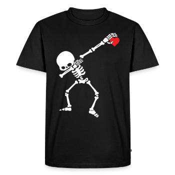 Dabbing Skeleton Heart Valentine Day Love Heart - T-shirt Premium bio Homme - noir - Devant - Nico (187cm)