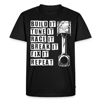 Build It Tune It Race It Break It Fix It Repeat - T-shirt Premium bio Homme - noir - Devant - Nico (187cm)