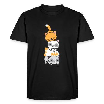 Piles de chats Kawaii Cats Pile de chats - T-shirt Premium bio Homme - noir - Devant - Nico (187cm)