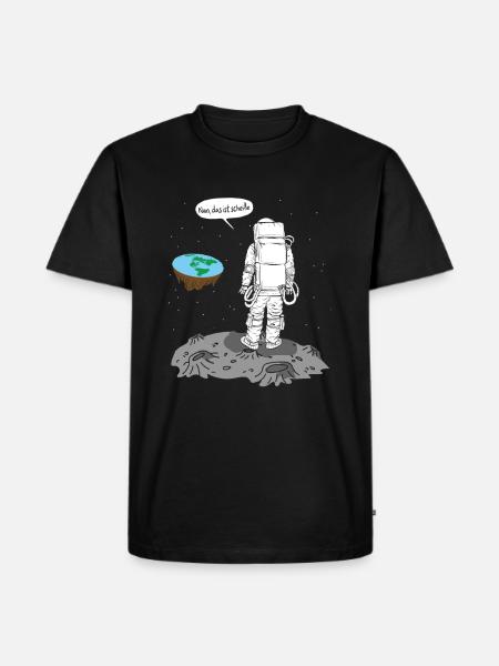 Astronaut Flache Erde Scheiße - Männer Premium Bio T-Shirt - Schwarz