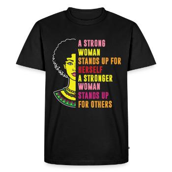 Femmes fortes Féministe Égalité sociale - T-shirt Premium bio Homme - noir - Devant - Nico (187cm)