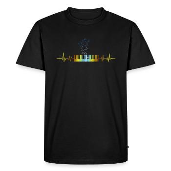 Vintage Piano Coeur Instrument de musique EKG - T-shirt Premium bio Homme - noir - Devant - Nico (187cm)