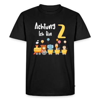 Kinder 2. Geburtstag Eisenbahn Zug 2 Jahre Junge - Männer Premium Bio T-Shirt - Schwarz - Vorne - Nico (187cm)