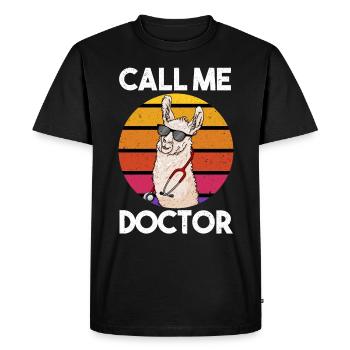Call Me Docteur Lama Llama Docteur - T-shirt Premium bio Homme - noir - Devant - Nico (187cm)