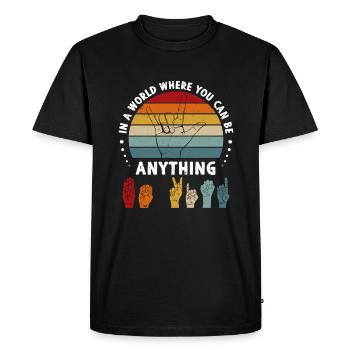 Dans A World Where You Can Be Anything BE KIND - T-shirt Premium bio Homme - noir - Devant - Nico (187cm)