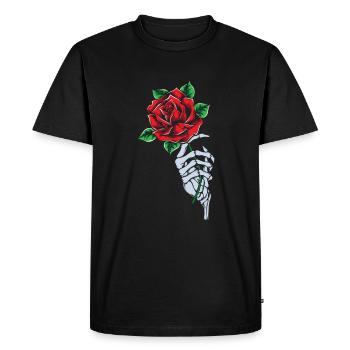 Red Rose Skeleton Hand Rose Flower Red Rose Gothic - Men's Premium Organic T-Shirt - black - Front - Nico (187cm)