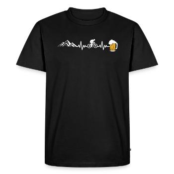 Cykel øl hjerteslag - Herre Premium økologisk T-shirt - sort - Foran - Nico (187cm)