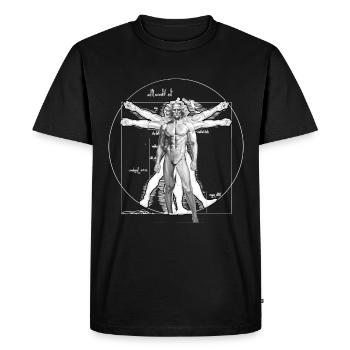 Vitruvian Tired Man Leonardo Da Vinci Vitruvian - T-shirt Premium bio Homme - noir - Devant - Nico (187cm)