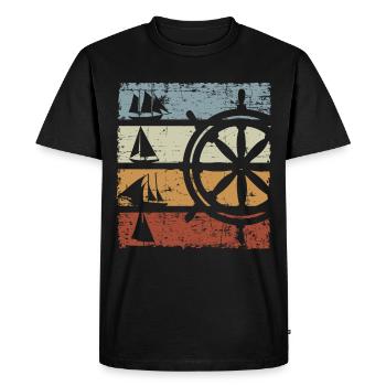 Sailboat Vintage - Men's Premium Organic T-Shirt - black - Front - Nico (187cm)