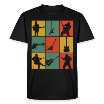 Retro Guitarist Guitar Player Electric Guitar Guitars - Men's Premium Organic T-Shirt - black - Front - Nico (187cm)