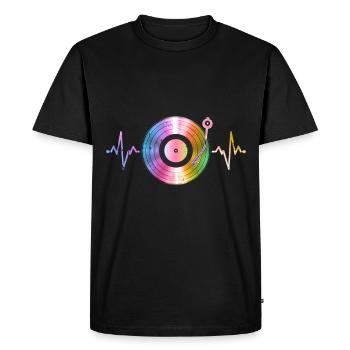 Heartbeat Vinyl - Men's Premium Organic T-Shirt - black - Front - Nico (187cm)