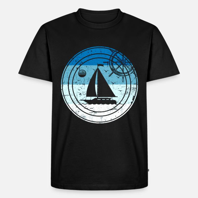 Retro Segelboot - Männer Premium Bio T-Shirt - Schwarz
