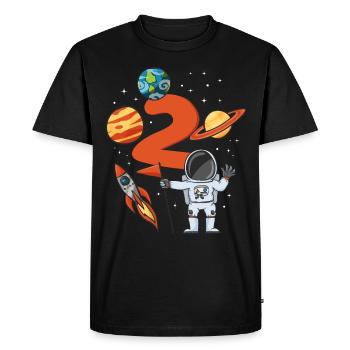 Astronaut anniversaire 2 ans - T-shirt Premium bio Homme - noir - Devant - Nico (187cm)
