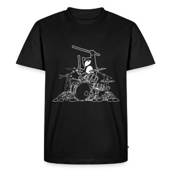 Cat joue de la batterie en jouant du chat drummer - T-shirt Premium bio Homme - noir - Devant - Nico (187cm)