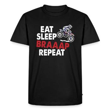 Eat Sleep Braaap Repeat Motocross Enduro Bike - Men's Premium Organic T-Shirt - black - Front - Nico (187cm)