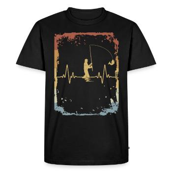 Pêcheur de battements de cœur vintage - T-shirt Premium bio Homme - noir - Devant - Nico (187cm)