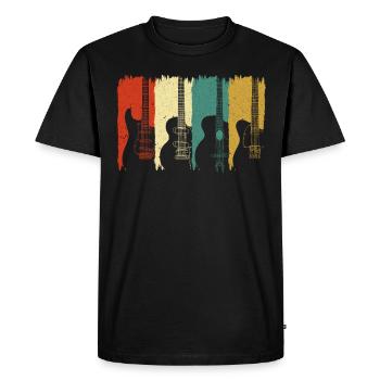 Retro Guitars Musicians Guitarists Electric Guitar - Men's Premium Organic T-Shirt - black - Front - Nico (187cm)