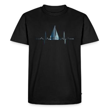Sailboat Hearbeat - Men's Premium Organic T-Shirt - black - Front - Nico (187cm)