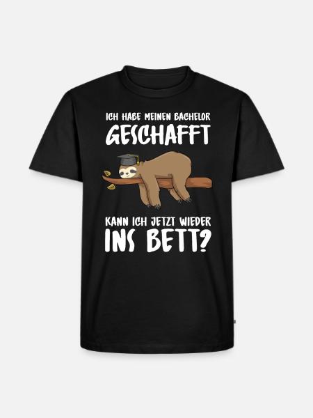 Bachelor geschafft Abschluss 2022 Faultier - Männer Premium Bio T-Shirt - Schwarz