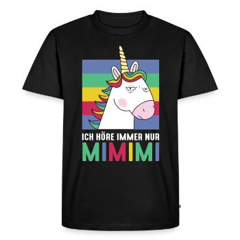 I Always Hear Only MiMiMi Unicorn - Men's Premium Organic T-Shirt - black - Front - Nico (187cm)