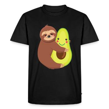 Lazy Sloth Hugging Avocado Vegan Animal Lover - Men's Premium Organic T-Shirt - black - Front - Nico (187cm)