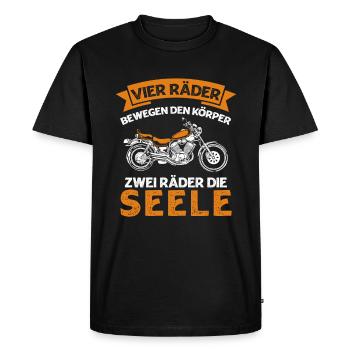 Vier Räder Bewegen Den Körper Zwei Räder Die Seele - Männer Premium Bio T-Shirt - Schwarz - Vorne - Nico (187cm)