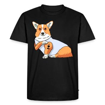 J’aime papa Tatouage Corgi Chien Fête des pères - T-shirt Premium bio Homme - noir - Devant - Nico (187cm)