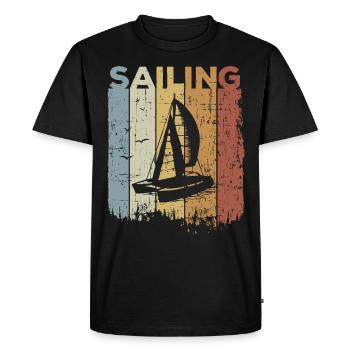 Catamaran Retro Sailing Sailboat Captain Sail - Men's Premium Organic T-Shirt - black - Front - Nico (187cm)