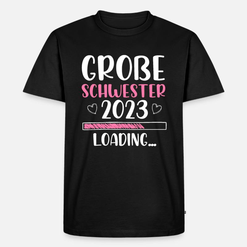 Große Schwester 2023 Loading - Männer Premium Bio T-Shirt - Schwarz