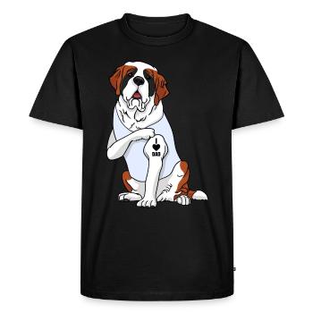 J’aime papa Tatouage St. Bernard Chien Fête des pères - T-shirt Premium bio Homme - noir - Devant - Nico (187cm)