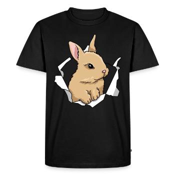 Lapin Lapin Crack Lapin Animal Lapin Percée - T-shirt Premium bio Homme - noir - Devant - Nico (187cm)