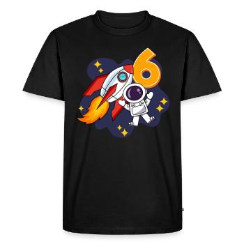 Astronaute spatial de 6 ans 6e anniversaire - T-shirt Premium bio Homme - noir - Devant - Nico (187cm)