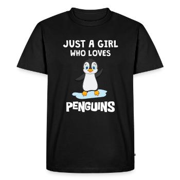 Penguins Only A Girl Who Loves Penguins - Men's Premium Organic T-Shirt - black - Front - Nico (187cm)
