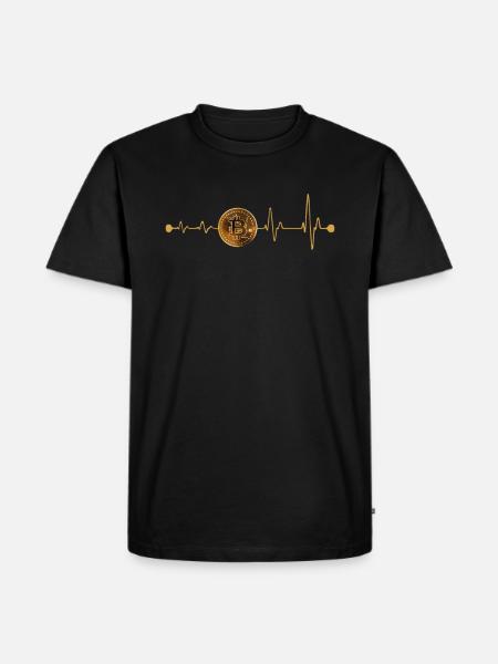 Bitcoin Herzschlag - Männer Premium Bio T-Shirt - Schwarz